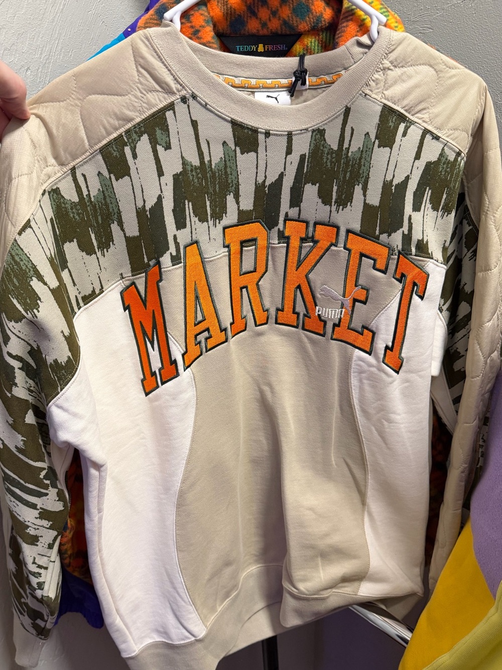 Puma x Market Crewneck Sweatshirt w/ Collegiate Logo, Size M